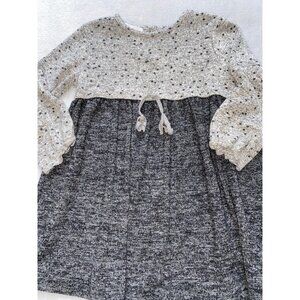 Zara knit sweater dress gray black baby girls 12-18m EUC soft polka dots